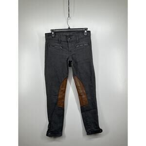 RALPH LAUREN 400‎ Black Label Equestrian Moto Leather Patch 26Riding Jeans Gray